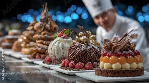 Wallpaper Mural Christmas Dessert Feast Chef Creatively Presents Festive Delicacies Torontodigital.ca