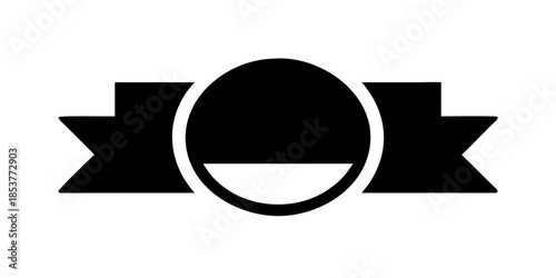 Black and white circle with ribbons