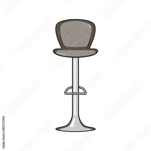 Tall cushioned bar stool with backrest and footrest, modern minimalist design for kitchen islands, home bars, cafes and contemporary interiors, isolated on white background