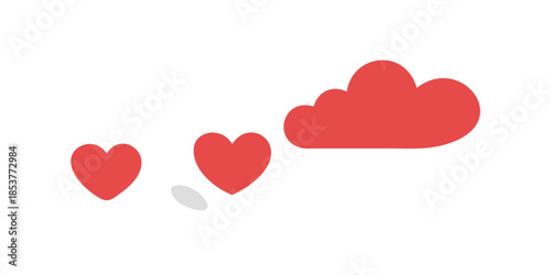 Red hearts and cloud