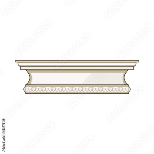 Ornamental baseboard molding profile presenting a detailed design element for interior decoration, architectural projects, and home renovation concepts