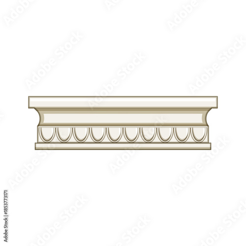 Creating an ornate design element, a single section of decorative architectural molding features a classic shell pattern, symbolizing elegance and traditional interior decor
