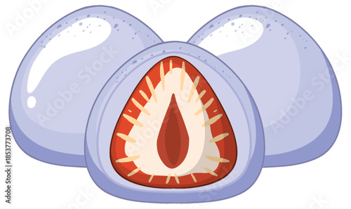 Purple Mochi with Red Bean Paste Filling Illustration