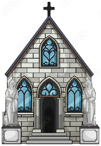 Gothic Stone Chapel With Stained Glass Windows