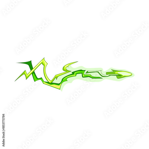 Green energy blast streaking horizontally across dark background, bright glowing beam with motion blur and speed lines for dynamic sci fi action, gaming or comic effects