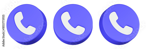 call icon 3d render blue circle button