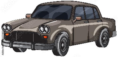 Brown Vintage Sedan Car Cartoon Vector Illustration
