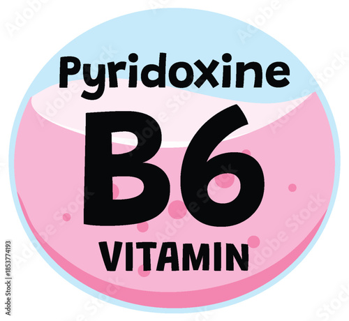 Vitamin B6 Pyridoxine Icon in Flat Vector Style