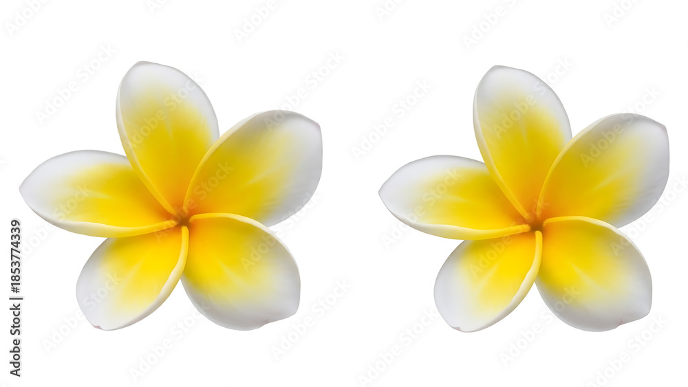 Naklejka premium Yellow Plumeria Flowers on Transparent Background