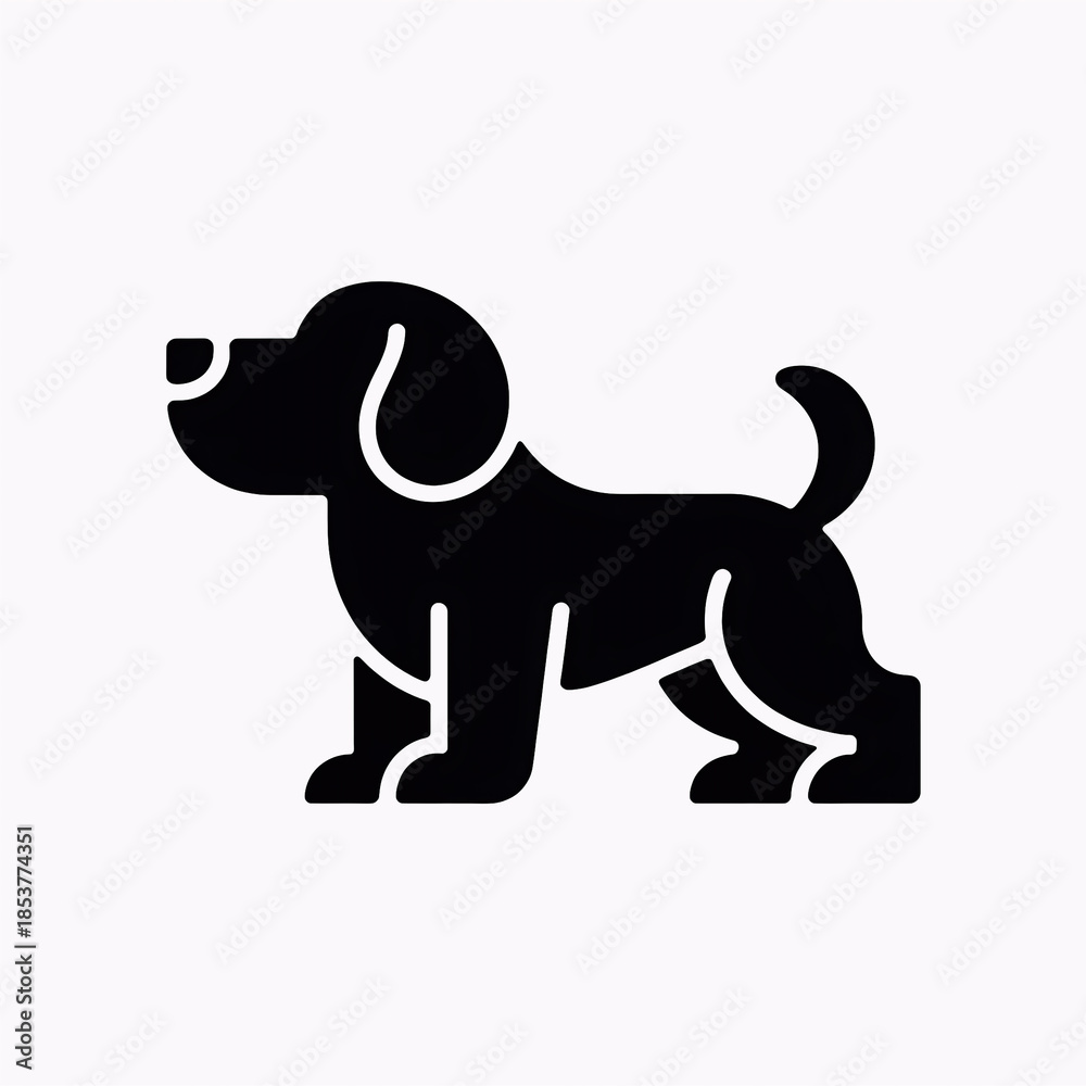 Fototapeta premium Minimalist black silhoutte of a cute puppy 