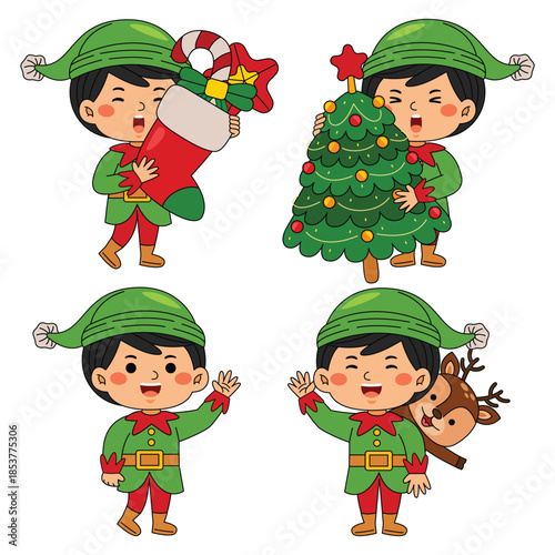 Elf Boy Cartoon Christmas Character