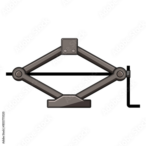 Car scissor jack providing essential support and elevation for automotive maintenance and tire changes, demonstrating reliability in roadside assistance and auto service