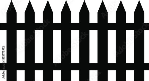 Simple black and white illustration of a classic picket fence design
