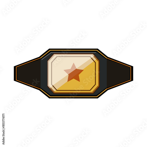 Championship belt illustration with a gold plate and a red star, symbolizing victory, success, and achievement in athletic competition or any field of excellence