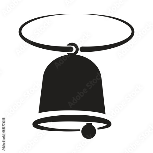 Black Christmas Icon. Vector Icon of Christmas bells ringing