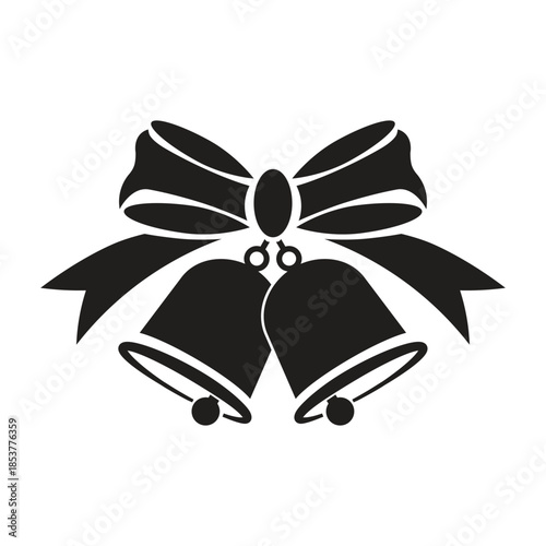 Black Christmas Icon. Vector Icon of Christmas bells ringing