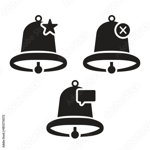 Set of bell symbols, notification symbols, alarm symbols vector illustration