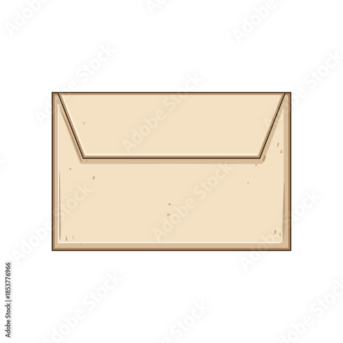 Beige closed envelope displaying the concept of letter delivery, secret communication, invitation, business correspondence, and personal mail, isolated on a white background