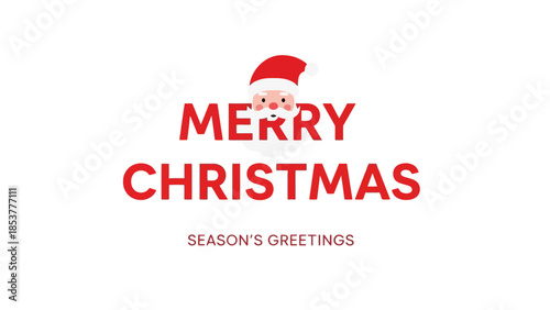 Merry Christmas Greeting Card with Santa Claus Icon, Season's Greetings Design for Holiday Celebration