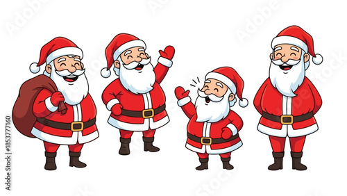 Santa Claus Cartoon Character Collection for Christmas Design and Festive Greetings