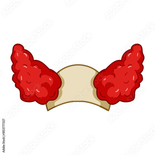 Bright red curly clown wig, playful costume accessory for parties, carnivals, theater and halloween, fluffy, funny headwear adding festive, joyful character and humorous flair