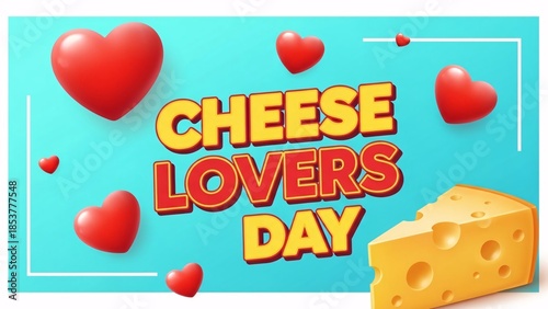 Cheese lovers day celebration with hearts and cheese