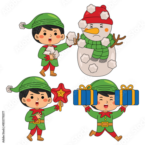Elf Boy Cartoon Christmas Character