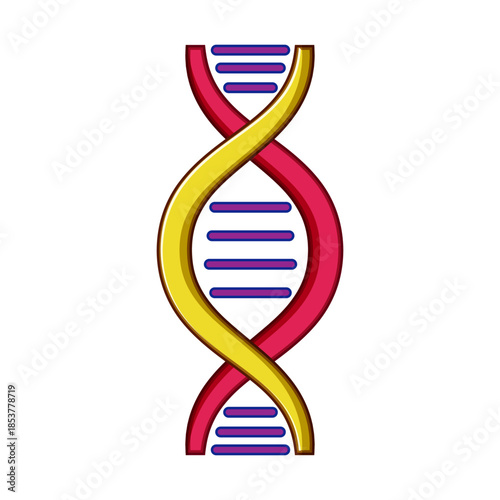 Dna molecule illustration showing its spiral double helix shape with two interconnected strands, symbolizing genetic code, research, and scientific discovery