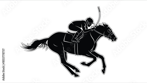Silhouette of a horse and rider in dynamic motion a classic equestrian scene