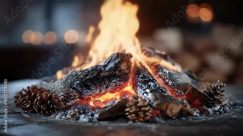 Wallpaper Mural Christmas Pinecone Bonfire Warm Winter Atmosphere Torontodigital.ca