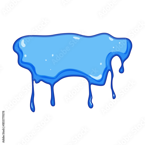 Blue liquid dripping forming a continuous wave like shape, creating an abstract splash or border element with smooth, glossy texture and a playful, vibrant appearance