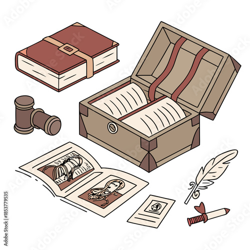 Historical writing tools and manuscripts