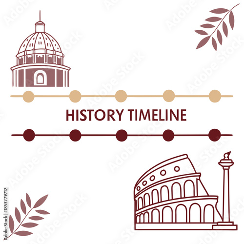 Historical timeline with iconic structures