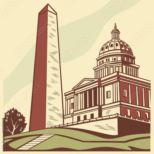 Washington monument and united states capitol building