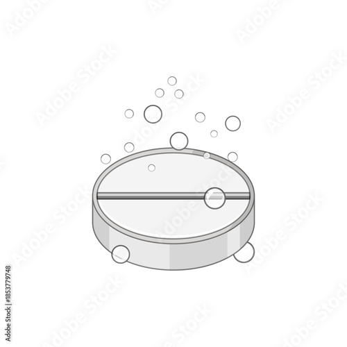 Effervescent tablet dissolving and releasing bubbles, illustrating concepts of health, medicine, relief, and fast acting solutions for various medical or general health conditions