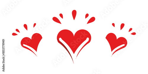 Three radiant hearts