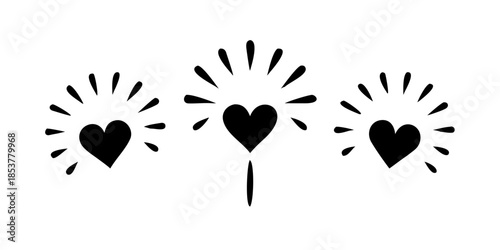 Three radiant hearts