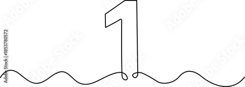Number one above wavy line Vector