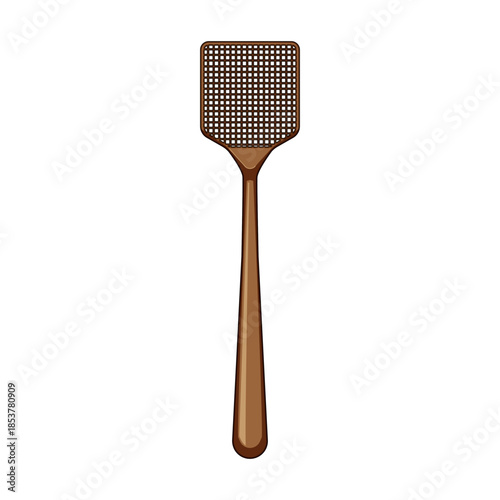 Brown plastic fly swatter providing effective pest control and hygiene, a common domestic tool for eliminating bothersome flying insects around the house