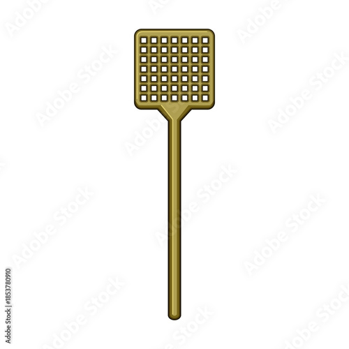 Golden brown fly swatter vector illustration for controlling pests and insects, symbolizing effective household hygiene and summer solutions against flying bugs