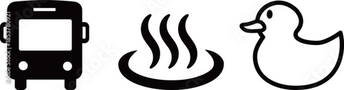 温泉　バス　アヒル　アイコン