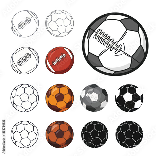 Collection of Various Sports Balls in Different Styles and Colors.