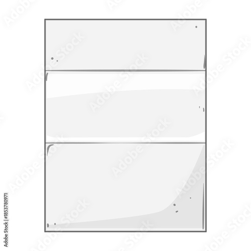 Blank white sheet folded horizontally into three panels, creating clean, even sections and generous copy space for text, design layouts, banners, mockups, or presentation elements