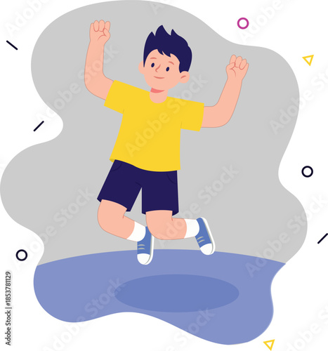 Boy jumping illustration with Transparent Background