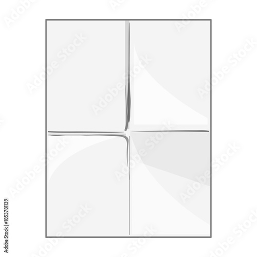 White rectangular paper with a prominent cross fold design, creating four distinct quadrants and subtle textural creases and crumpled effects on the surface