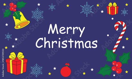 Merry Christmas Greeting Card Illustration