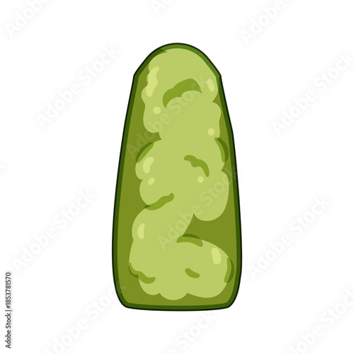 Green conical garden hedge featuring a stylized bushy texture and dark outline, presented as a simple vector illustration for architectural plans or landscape design projects