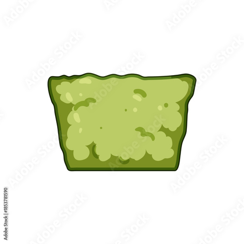 Garden hedge forming a natural barrier or decorative element, featuring a vibrant green hue and a textured, cartoonish appearance for landscaping design