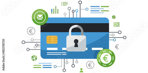Secure Transactions A visual representation of secure financial transactions, showcasing a credit card secured with a padlock, symbolizing protection and safety in the digital realm.