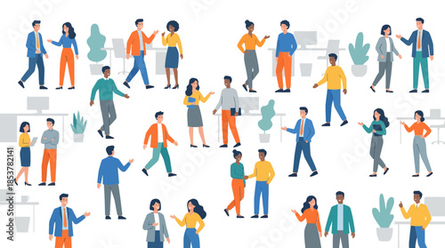 Diversified Office Collaboration and Networking Scene on a Modern Black Background